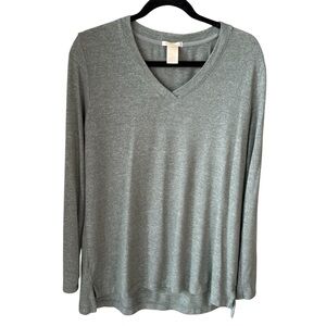 Matty M Green V-Neck Long Sleeve Top